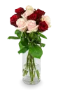 Bouquet of pink and red roses